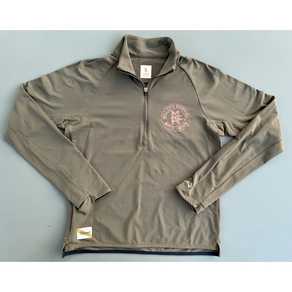 Tracksmith NDO Quarter Zip Running Top Mill City Running Olive Green Women Small